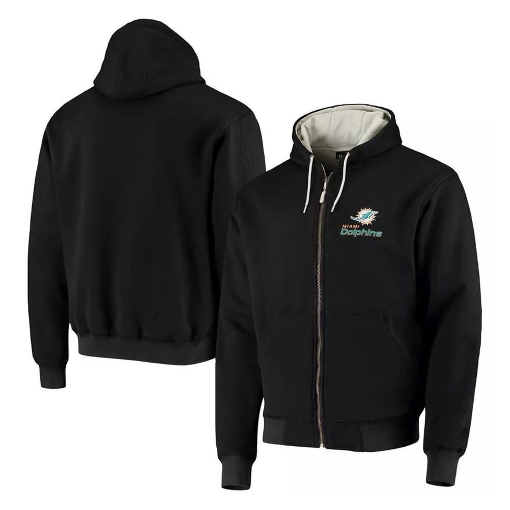 Men's Dunbrooke Miami Dolphins Craftsman Jacket Thermal-Lined Full-Zip Large